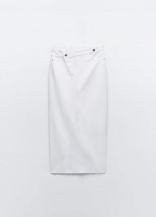 Крутая белая джинсовая юбка zara - м