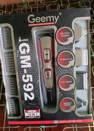 Машинка для стриження волосся geemy gm-592 10 в 1 набір тример...