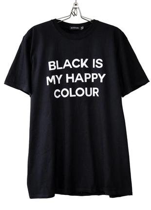 Стильная черная хлопковая футболка с надписью р.18