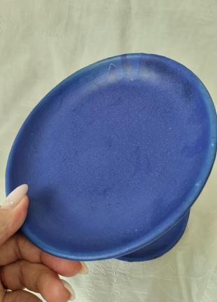 Блюдо тарелка синяя керамика ручная работа
