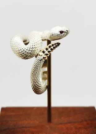 Красивое кольцо змея панк готические рок серебряный цвет