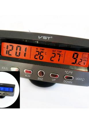 Автомобільний годинник із термометром і вольтметром VST 7045V