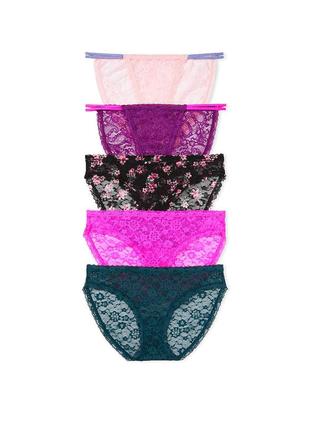 Набор трусиков victoria's secret 5-pack posey lace bikini pant...