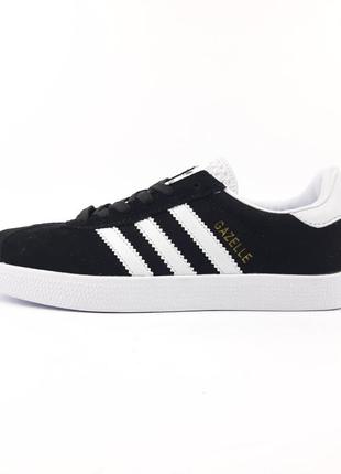 Adidas gazelle черные с белым кроссовки женские черные с белым...