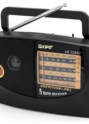 Радіоприймач радіо FM ФМ KIPO KB-308AC Чорний