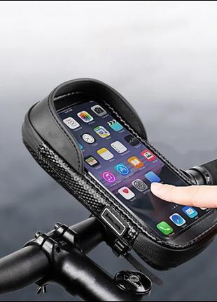 Велосумка на кермо з тримачем під телефон 160G Чорна