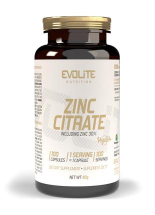 Витамины и минералы Evolite Nutrition Zinc Citrate, 100 вегака...