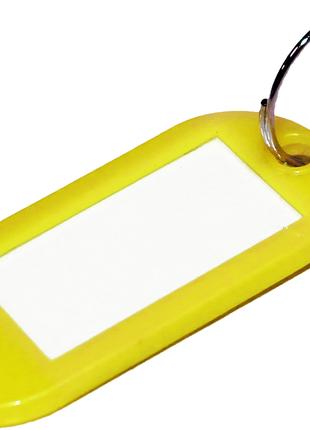 Брелок для ключей пластмассовый с кольцом 50х22мм:Желтый