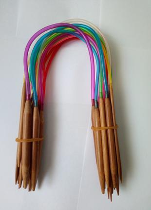 Спицы для вязания бамбуковые (длина 40см / набор 18 размеров)