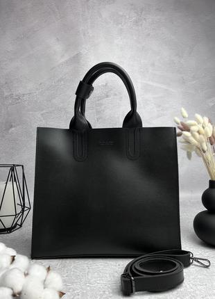 Женская кожаная сумка business lady черная в подарочной упаковке
