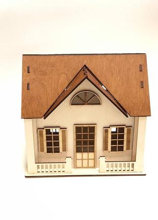 Скарбничка копілка будиночок дерев'яна для купюр грошей коричнева