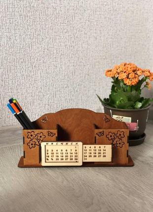 Органайзер с вечным календарем настольный деревянный