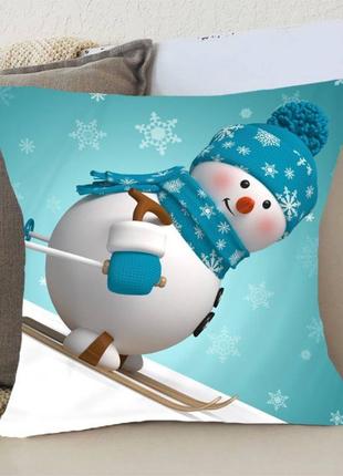 Подушка 3D новогодняя Снеговичок 3178_D 15372 35х35 см
