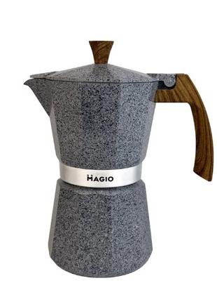 Гейзерная кофеварка Magio MG-1011 300 мл 6 чашек серая