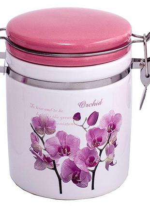 Банка керамическая Interos Орхидея розовая ZF1376OP-89857 500 мл