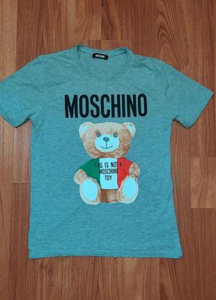 Мужская серая футболка moschino с большим лого оригинал