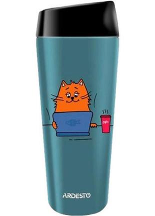 Термокружка Ardesto Coffee Time Red Cat AR-2645-CG 450 мл синяя