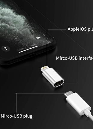 2-Pack, Micro USB to Lightning Adapter, Lightning Male to Micr...