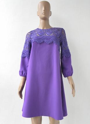 Нарядное платье фиолетового цвета с кружевом 42, 46 размер (36...