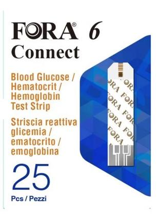 METER FORA® 6 CONNECT реактивная полоса для глюкозы крови гема...