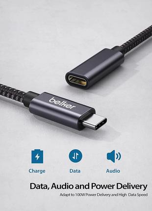 Удлинительный кабель USB C Belkertech, тип C, штекер-гнездо, U...