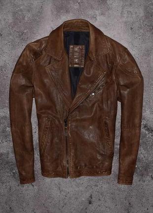 He mango leather biker jacket (мужская кожаная куртка косуха м...