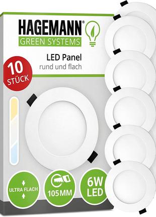 HAGEMANN® 10 x LED Panel Round 6 Watt 540 lm - Диаметр отверст...