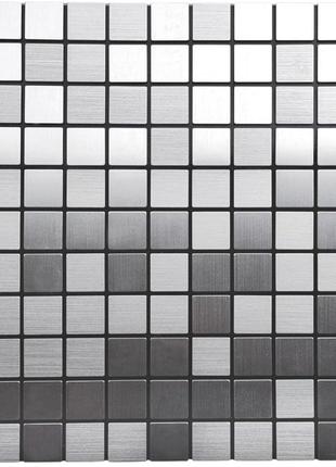 Самоклеющаяся алюминиевая плитка серебряная мозаика 300х300х3м...