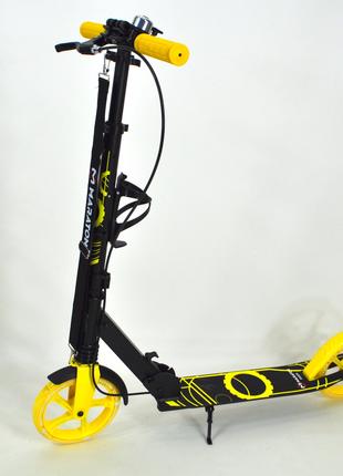Самокат Maraton Rider з ручним гальмом + світяться колеса жовтий