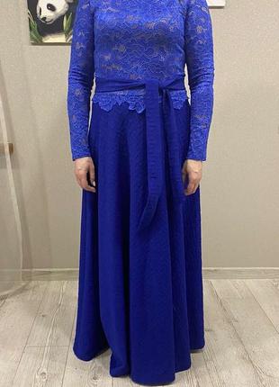 Синее вечернее нарядное длинное платье medini