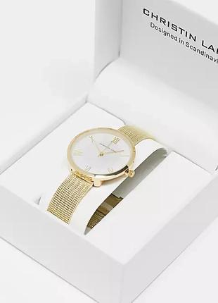 Часы с сетчатым браслетом Christin Lars в золоте наручные женские