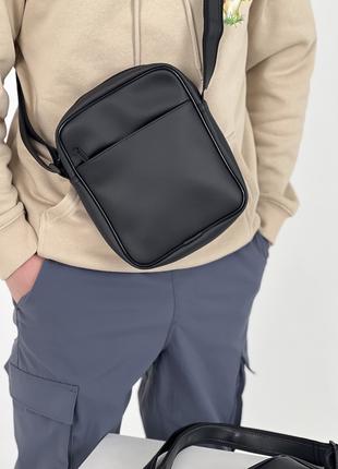 Мужская сумка барсетка через плечо мессенджер Base черная матовая