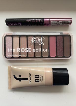 Bb крем flormar, тени для век lovit, тушь для ресниц intenza