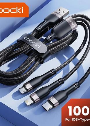 Зарядный кабель Toocki 3 в 1, micro USB / Type-C / Lightning, ...