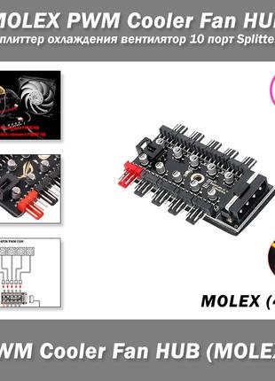 MOLEX (4-pin) PWM Cooler Fan HUB сплиттер охлаждения вентилято...