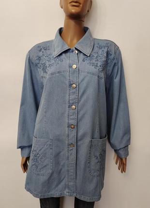 Легкая летняя женская джинсовая рубашка lafeipiza, р.3xl / 4xl