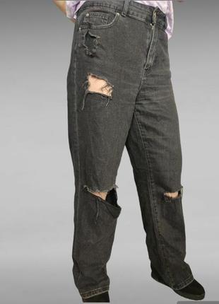 Рваные джинсы от primark темно-серого цвета