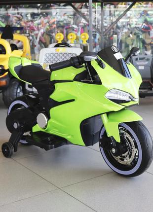 Детский электромотоцикл Ducati (лак, зеленый цвет) с подсветко...