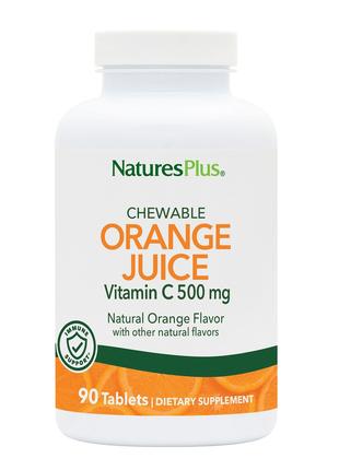 Витамин С, Orange Juice Vitamin C, 500 мг, Natures Plus, 90 же...