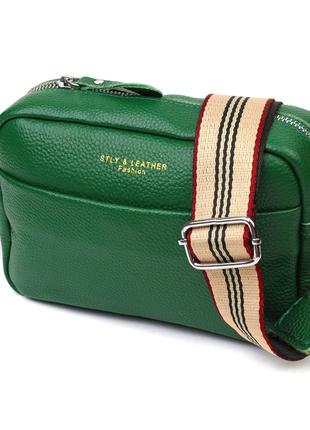 Женская сумка на плечо из натуральной кожи 22120 Vintage Зеленая