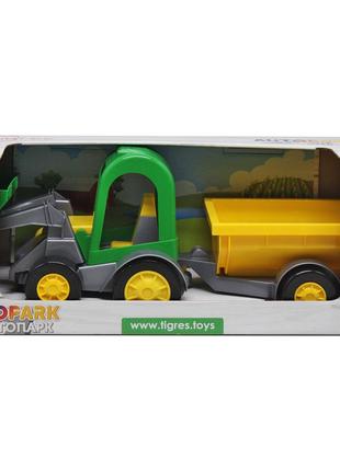 Трактор-багги с ковшом и желтым прицепом Wader (39349)