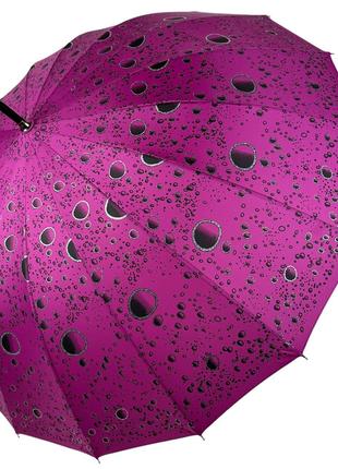 Женский зонт-трость на 16 спиц с абстрактным принтом полуавтом...
