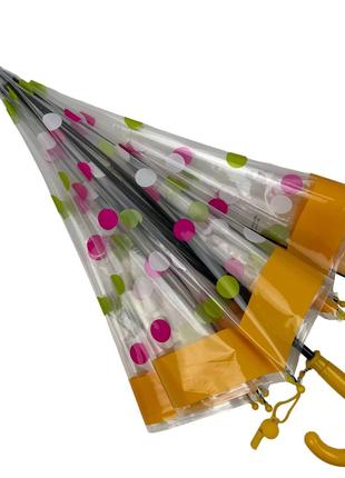 Детский прозрачный зонт-трость полуавтомат в цветной горошек о...