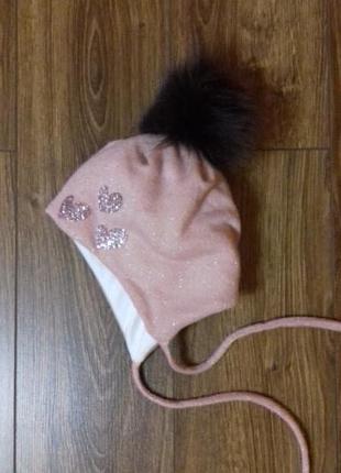 Зимняя шапка для девочки. Розовая.