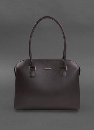 Женская кожаная сумка темно-коричневая краст business