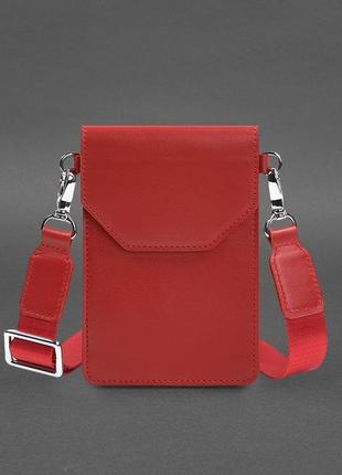 Кожаная сумка-чехол для телефона красная maxi