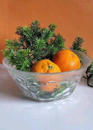 Винтажная ваза для фруктов и ягод из фактурного стекла италия