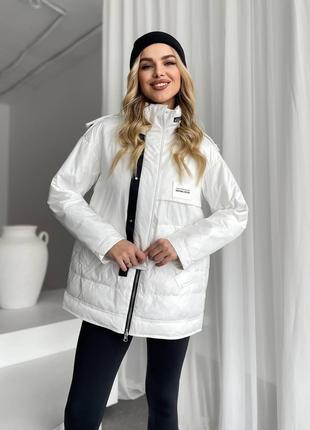 Женская теплая куртка цвет белый р.L 450438