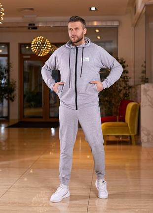 Мужской спортивный костюм цвет светло-серый меланж р.50 450615