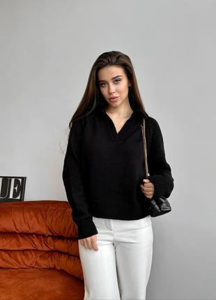 Женский свитер-поло цвет черный р.42/46 450412